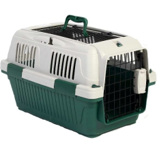 Nutrapet Dog Cat Carrier Open Grill Top Dark Green Box L57Cms X W37Cms X H35 Cms