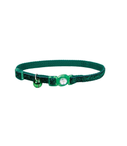 Coastal 3 and Safe Cat Jewel Buckle Glitter Overlay Collar Green