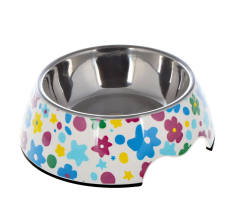 Nutrapet Applique Melamine Round Bowl Sets,Blue Flower L:22 * 7.5Cms 700/ml 23.6oz