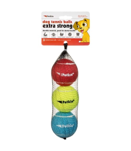 Petkin 3 Dog Tennis Balls Extra Strong - Standard (Rainbow)