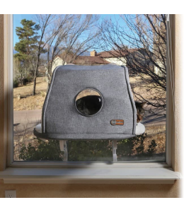K&H Universal Mount Kitty Sill with Hood Gray 14"x24"