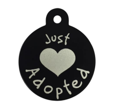 JUST ADOPTED - Pet Tag one side printed Circle Large Black