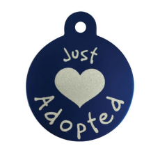 JUST ADOPTED - Pet Tag one side printed Circle Large BLUE