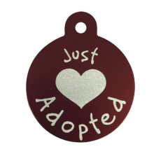 JUST ADOPTED - Pet Tag one side printed Circle Large RED