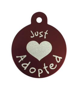 JUST ADOPTED - Pet Tag one side printed Circle Large RED
