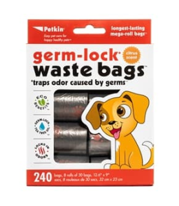 Petkin Germ-Lock Waste Bags Citrus - 240ct
