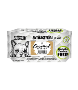 Absolute Pet Absorb Plus Antibacterial Pet Wipes Coconut 80 sheets