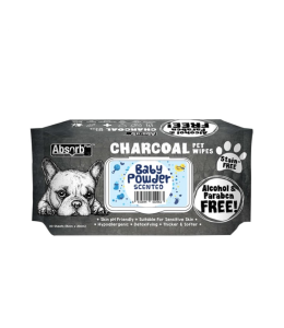 Absolute Pet Absorb Plus Charcoal Pet Wipes Baby Powder 80 sheets