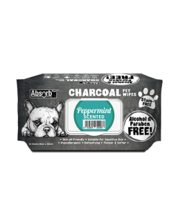 Absolute Pet Absorb Plus Charcoal Pet Wipes Peppermint 80 sheets