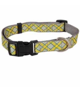 Petmate Aspen Pet Dog Collar 1"X16-26" Yellow Plaid