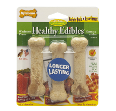 Nylabone Healthy Edibles Longer Lasting Roast Beef-Chicken-Bacon Variety 3Ct Card Petite Edible Treats