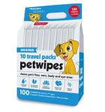 PETKIN Travel Pack Pet Wipes- 100 Ct