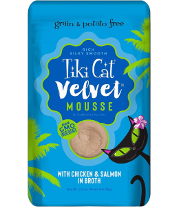 Tiki Cat Velvet Mousse Wet Cat Food Chicken & Wild Salmon - 2.8 oz. pouch