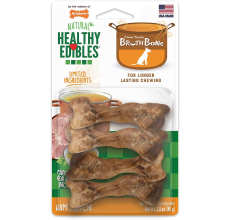 Nylabone Healthy Edibles Bone Broth Ham 4Ct Card Small Edible Treats