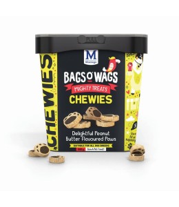 Bags O' Wags Chewies Peanut Butter Paws 500g Tub