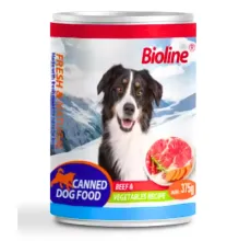 Bioline Canned Dog Food 375g- Flavor - Beef & Vegetables