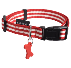 Bobby Stripe Dog Collar Red - Large
