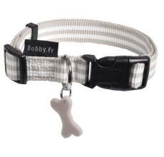 Bobby Stripe Dog Collar Taupe - Large