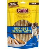 Cadet 14 pk. Beef Hide (Rawhide) and Chicken Twists Dog Treats & Chews