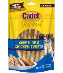 Cadet 14 pk. Beef Hide (Rawhide) and Chicken Twists Dog Treats & Chews