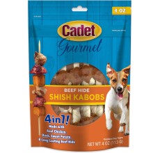 Cadet 4 oz. Beef Hide Shish Kabobs (Rawhide Twist Sticks wrapped in Chicken, Duck & Sweet Potato) Dog Treats & Chews