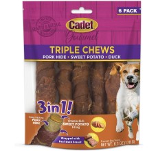 Cadet 6 pk. Duck & Sweet Potato Triple Chew Treat Dog Treats & Chews