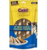 Cadet 6 pk. Large Beef Hide (Rawhide) and Chicken Twists Dog Treats & Chews