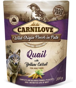 Carnilove Quail with Yellow Carrot for Adult Dogs (Wet Food Pouches) 12x300g