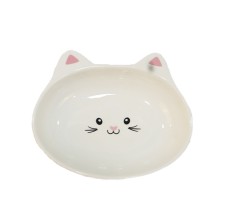Ceramic kitty Bowl - 14 x 4.5cm White