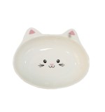Ceramic kitty Plate Cat Bowl - 15 x 14cm White