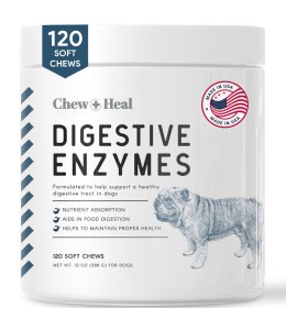 Chew & Heal - Digestive Enzymes & Probiotics Supplement for Dogs 120soft Chews - 250gm