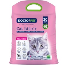 Doctor Pet Clumping Natural White Bentonite Baby Powder Cat Litter - 20L