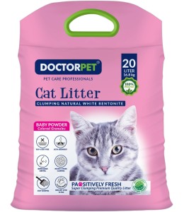 Doctor Pet Clumping Natural White Bentonite Baby Powder Cat Litter - 20L