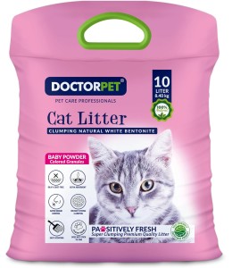 Doctor Pet Clumping Natural White Bentonite Baby Powder Cat Litter - 10L