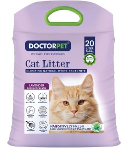 Doctor Pet Clumping Natural White Bentonite Lavender Cat Litter - 20L