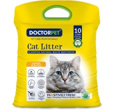 Doctor Pet Clumping Natural White Bentonite Lemon Scented Cat Litter - 10L