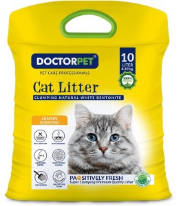 Doctor Pet Clumping Natural White Bentonite Lemon Scented Cat Litter - 10L