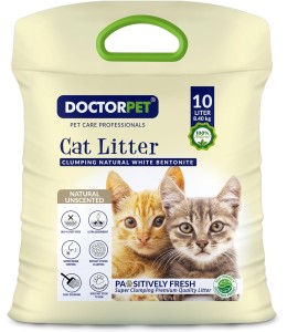 Doctor Pet Clumping Natural White Bentonite Unscented Cat Litter - 10L