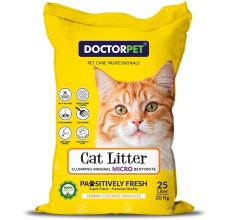 Doctor Pet Super Clumping Micro Bentonite Cat Litter - Lemon Scented - 25L