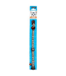 Dogness Nylon Cat Collar - Brown With Floral Design