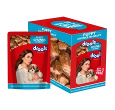 Drools Puppy Wet Dog Food, Real Chicken and Chicken Liver Chunks in Gravy,10 Pouches + 2 Pouches Free (12 x 60g )