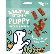 Expiring On-  01/02/2026- Lilys Kitchen Chicken & Turkey Nibbles Puppy Treats - 70G