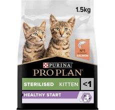 Expiring On-  01/02/2026- Pro Plan Sterilised Kitten Healthy Start, Dry Cat Food With Salmon, 1.5 Kg