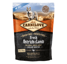 Expiring On-  02/02/2026- Carnilove Fresh Ostrich & Lamb for Small Breed Adult Dogs 1.5kg