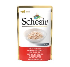 Expiring On- 05/06-  Schesir Cat Pouch Jelly Chicken With Seabass 85gm