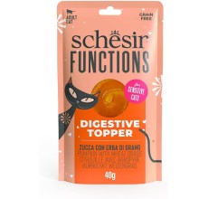 Expiring On- 06/06-  Schesir Functions Cat Pouch Digestive Topper Pumpkin With Wheat Grass 40g