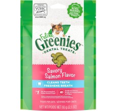 Expiring On-  19/02/2026- Greenies Feline Dental Treats Savory Salmon Flavour for Cats 60g - 2.1 oz.