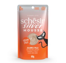 Expiring On- 21/03-  Schesir Silver Mousse Senior Cat - Salmon And Chicken 80g