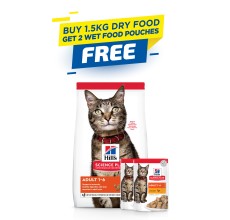 Expiring On-  22/02/2026- Hills Science Plan Adult Cat Food with Chicken - 1.5kg