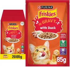 Expiring On-  26/02/2026- Purina Friskies Pouch Duck 85g